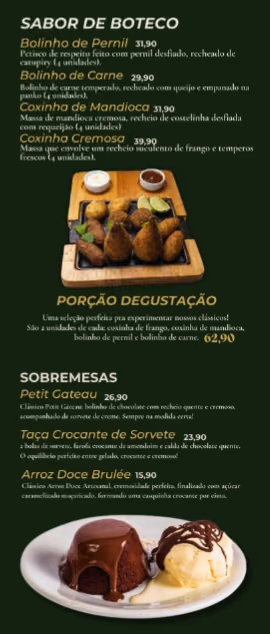 Rebranding Hora Bolas: Cardápio: Sabor de boteco e Sobremesas